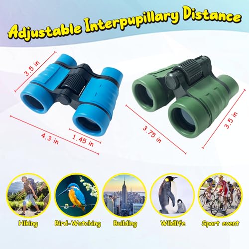 ESSENSON Kids Binoculars Set of 2 – 4x30mm for Ages 3-12, Outdoor Toy for Bird Watching, Hiking, Camping, Birthday Gift