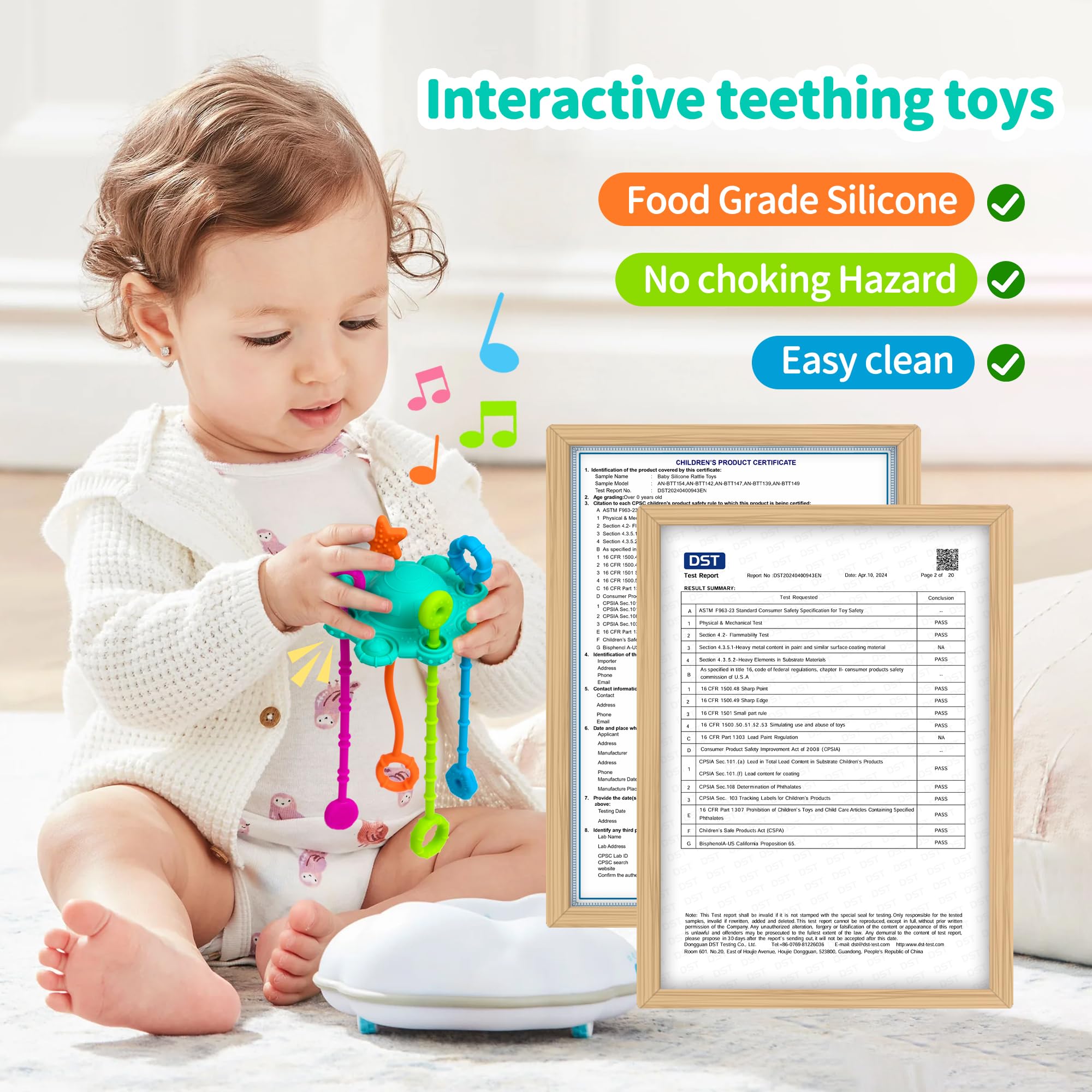 ETETOO Montessori Pull String Toy – Spearmint, Food Grade Silicone for Fine Motor Skills & Teething