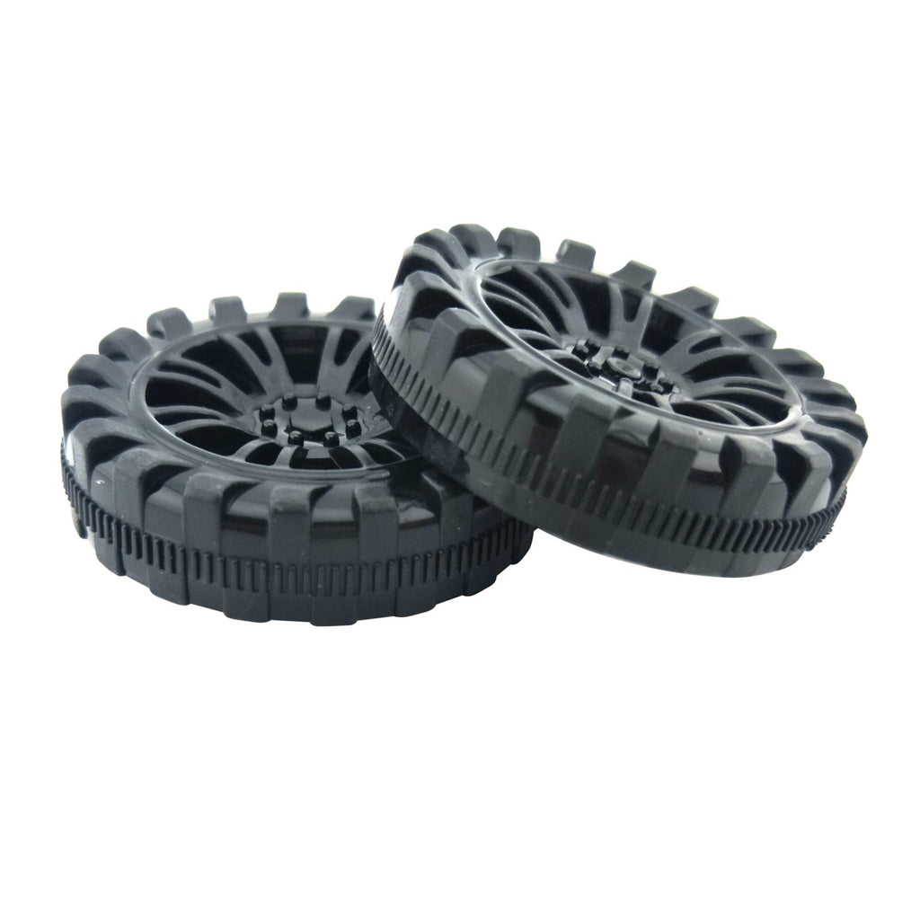 EUDAX 100pcs 30mm x 8mm Plastic Wheels with 50pcs 2mm x 100mm Metal Shafts for DIY RC Car Truck Boat Helicopter Models - Black
