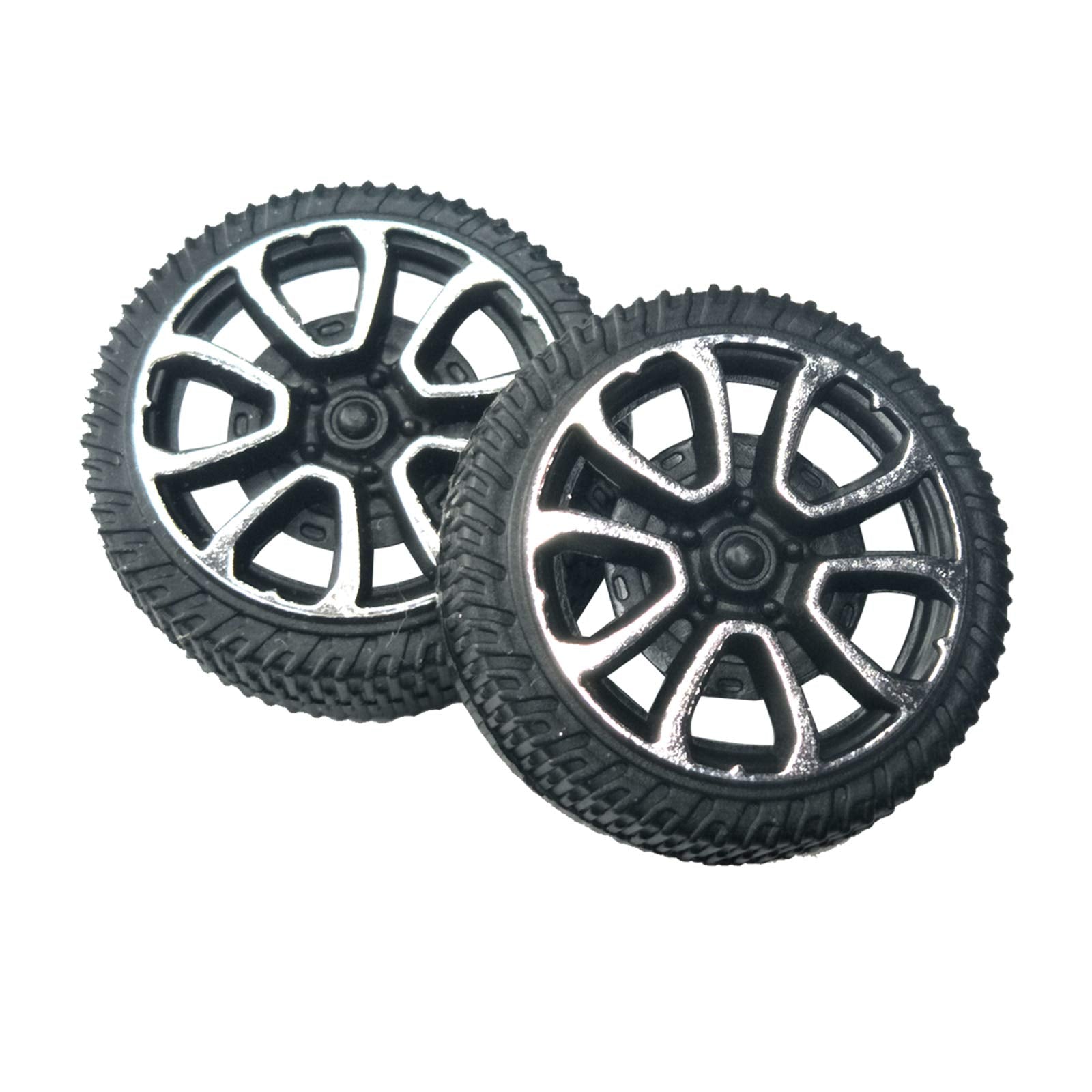 EUDAX 30mm Plastic Wheels & 2mm Metal Axles Combo - 100 Wheels + 50 Axles for DIY RC Models