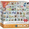 EuroGraphics Butterflies Vintage Stamps 500-Piece Puzzle – Made in USA, Large Pieces