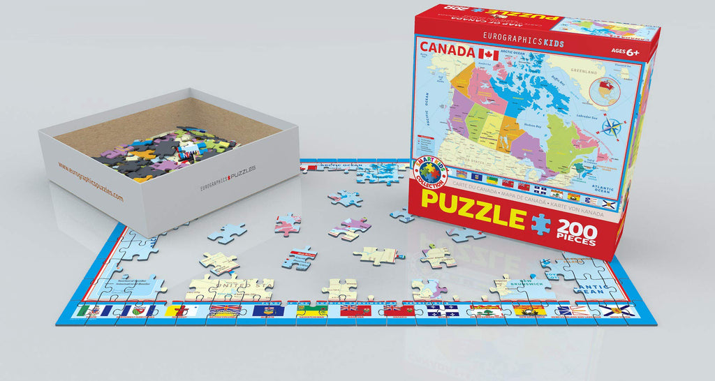 EuroGraphics Map of Canada 200-Piece Puzzle – 13x19 Inches, Blue Board