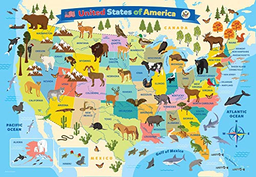 EuroGraphics USA Map 100-Piece Jigsaw Puzzle – Educational Geography Puzzle for Kids