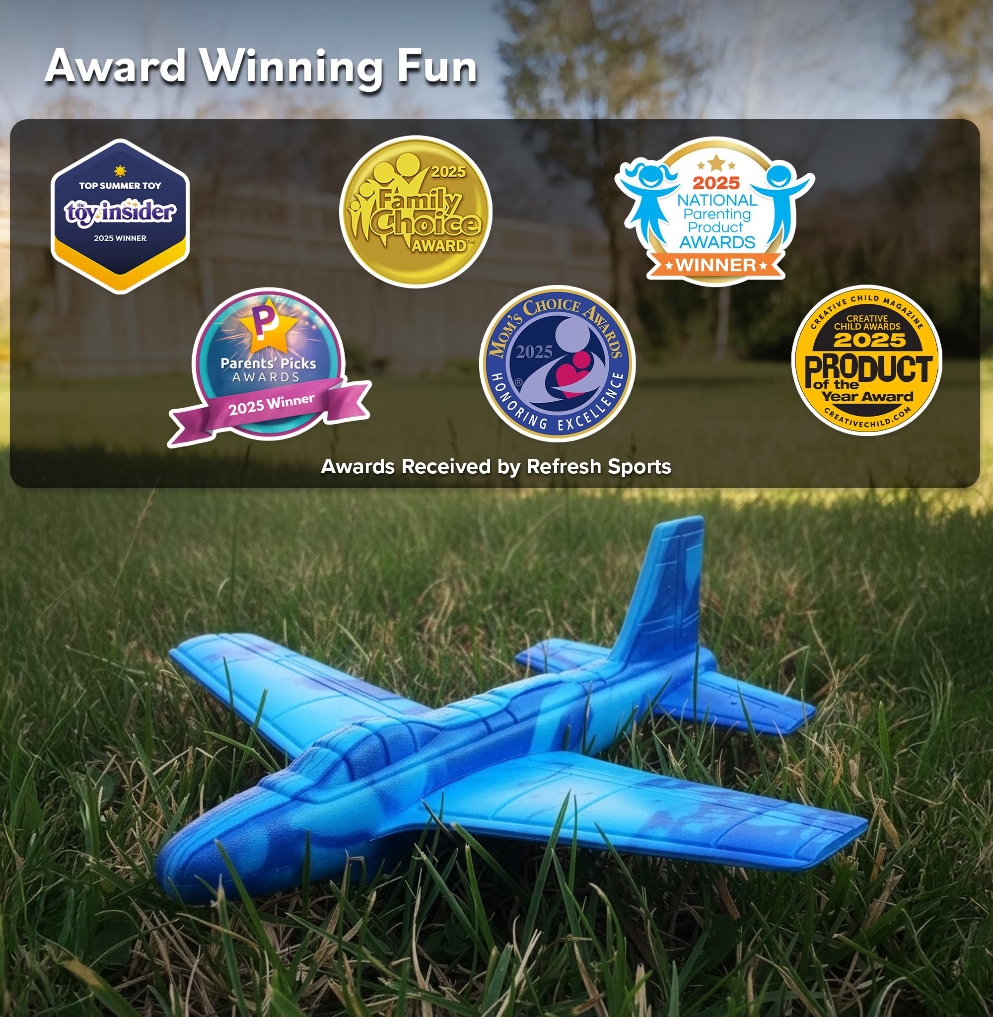 EVA Foam Glider Plane for Kids - Refresh Sports Indoor & Outdoor Flying Toy, Flies 100 ft