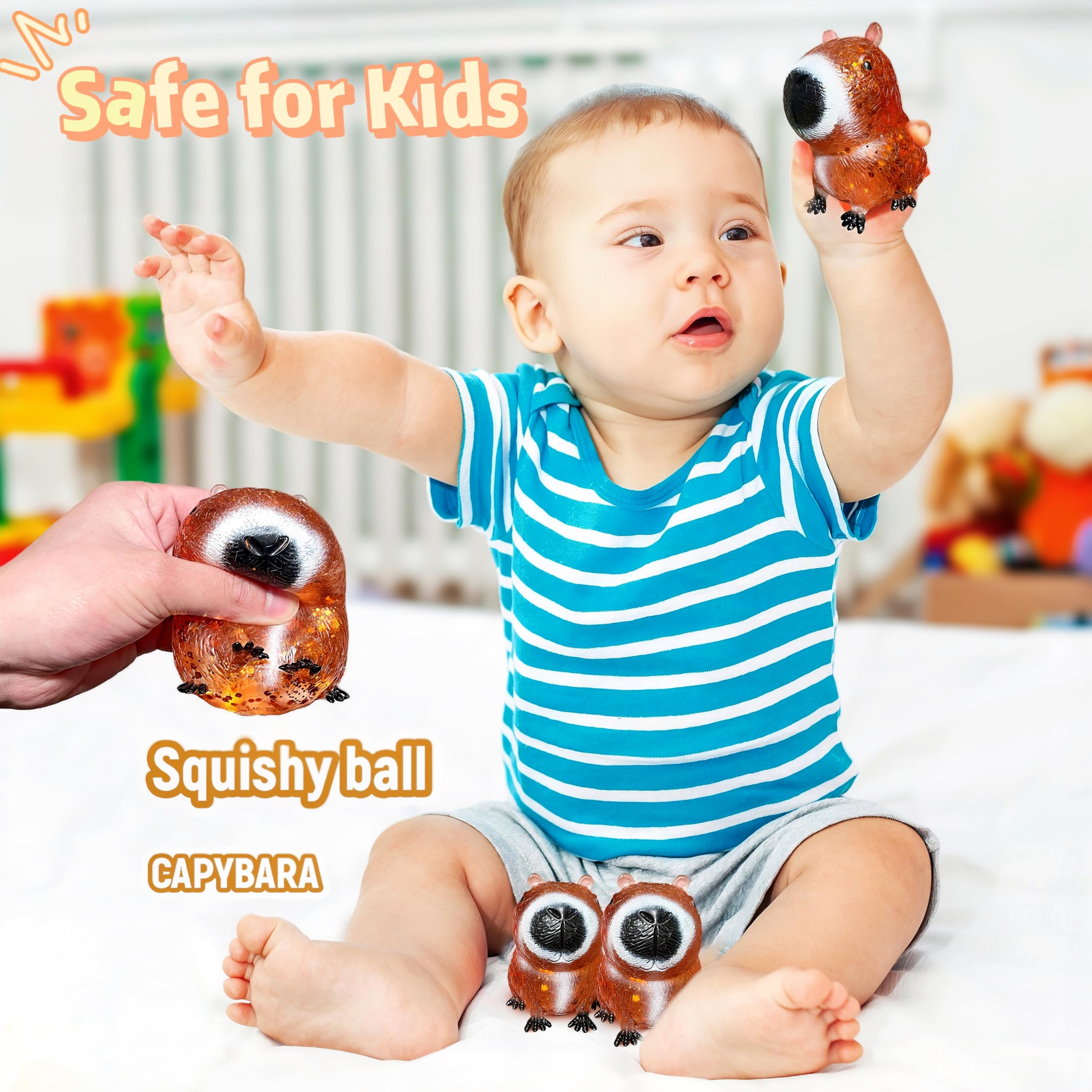 EVDERS Capybara Sugar Squishy Stress Ball – Kawaii Sensory Fidget Toy for Kids and Adults