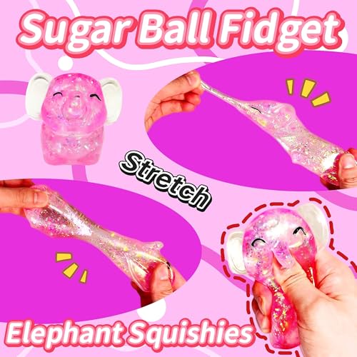 EVDERS Pink Elephant Stress Ball Squishy Toy - Slow Rise TPR Fidget for Anxiety Relief