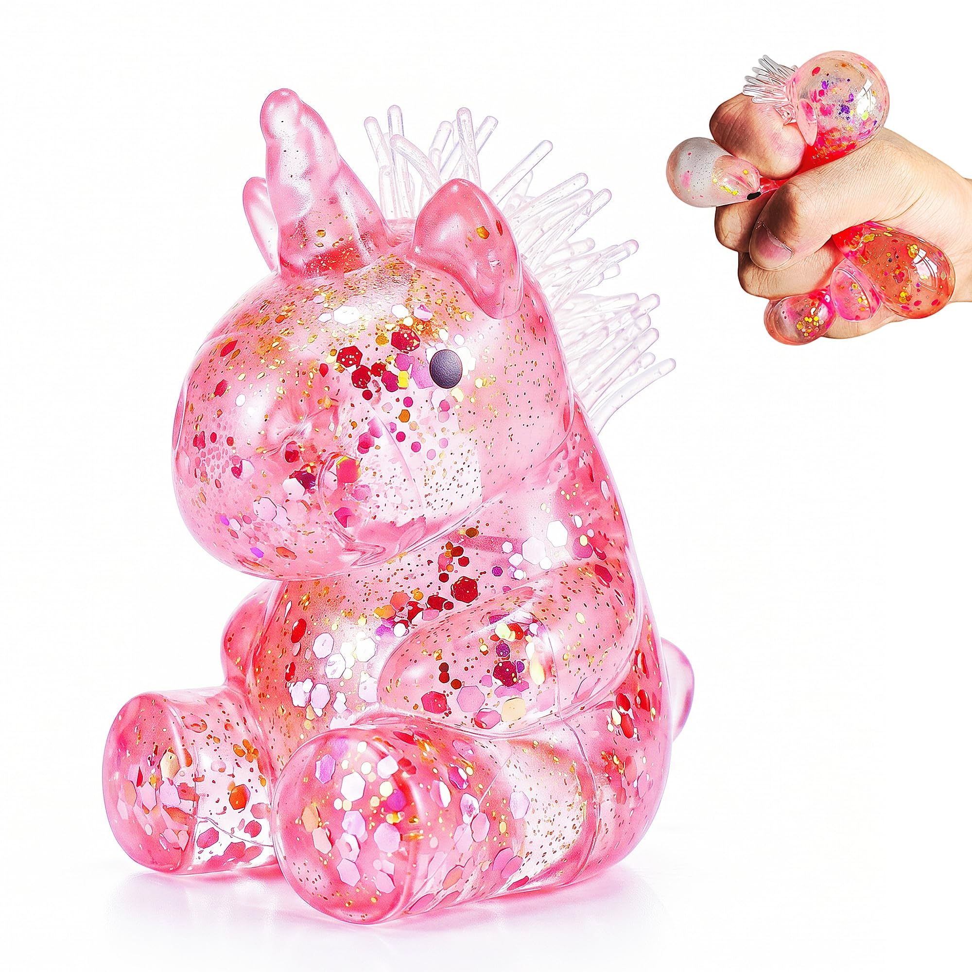 EVDERS Pink Unicorn Squishy Stress Ball – Kawaii Squeeze Toy for Kids and Adults