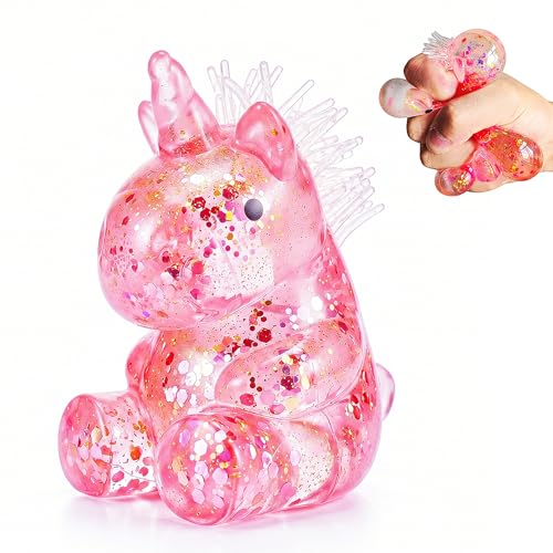 EVDERS Pink Unicorn Squishy Stress Ball – Kawaii Squeeze Toy for Kids and Adults