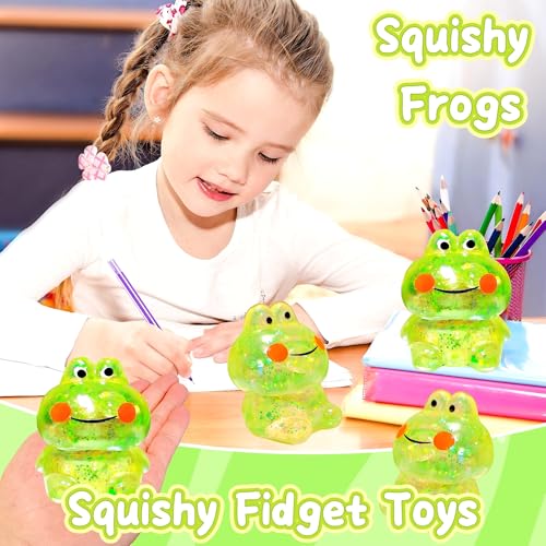 EVDERS Squishy Frog Stress Ball – Slow-Rise Sensory Fidget Toy with Glitter (Green)