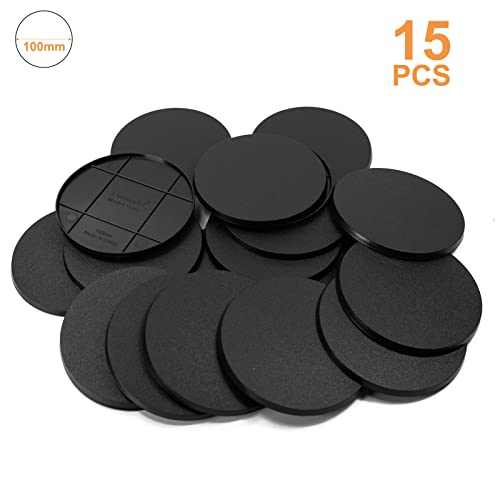 Evemodel 15-Pack 100mm Round Bases – ABS Plastic for Wargaming and Military Simulation