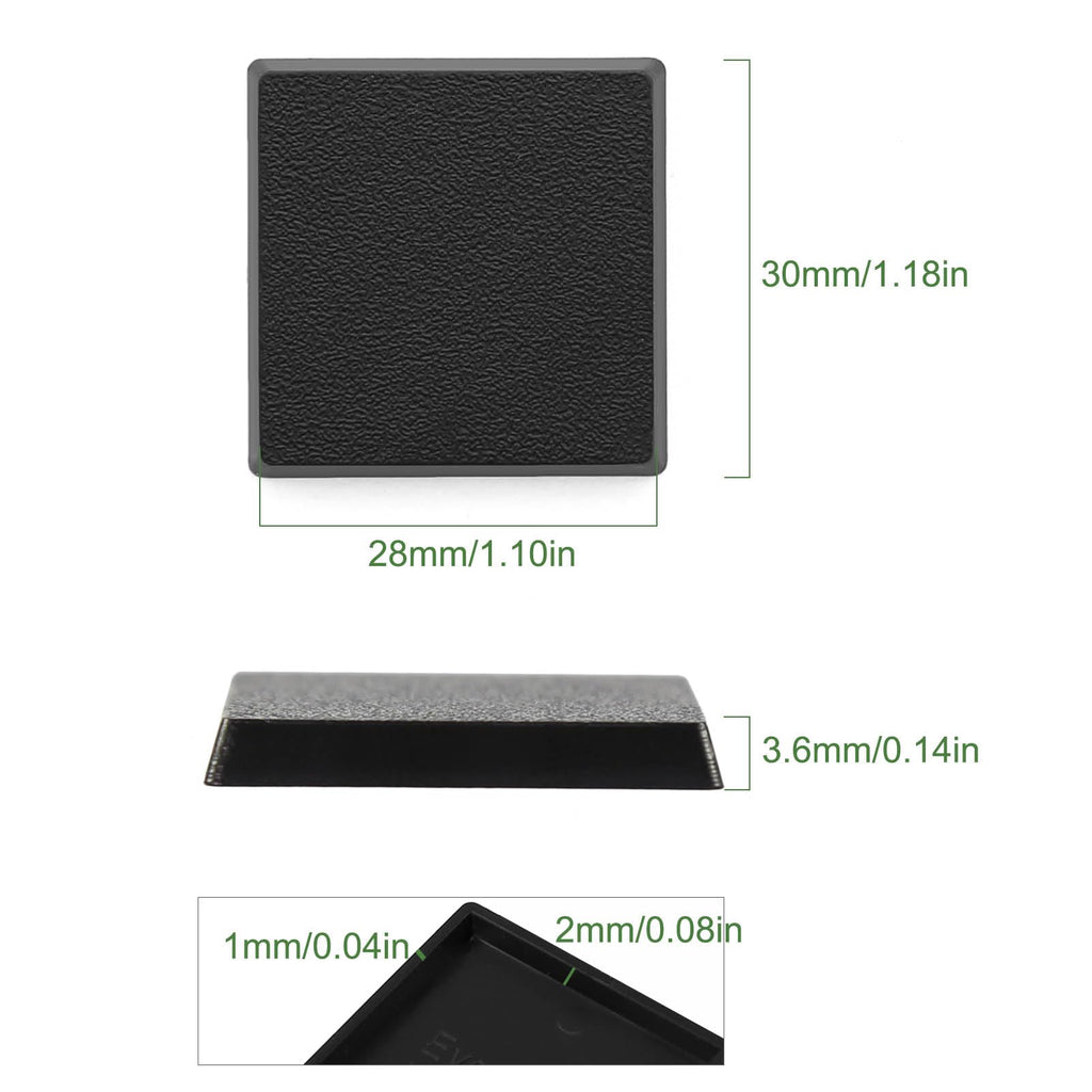 Evemodel 30mm Square ABS Model Bases - 100 Pack for Wargaming and Tabletop Miniatures