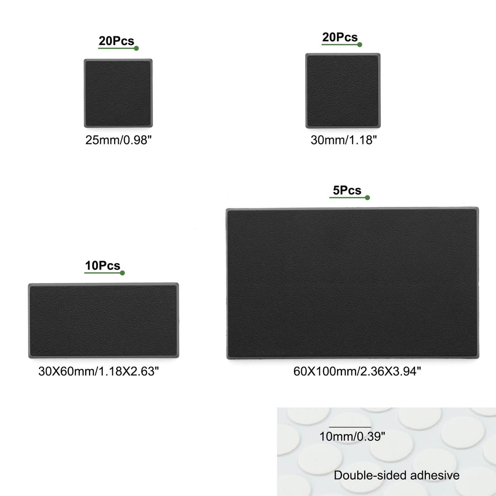 Evemodel 55-Piece Mixed Square & Rectangle Bases for Tabletop Wargames (4 Sizes)