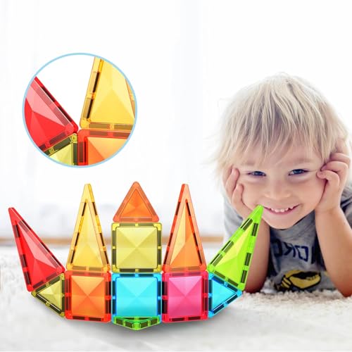 Everplay 24-Piece Mini Diamond Magnetic Tiles Travel Set – Portable STEM Building Blocks for Kids 3+