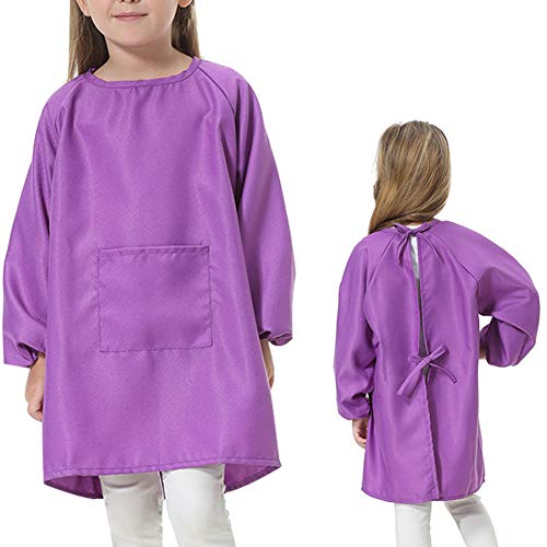 EVGVAT Kids Art Smock Long Sleeve with Pocket – Adjustable Neck, 3 Sizes for Ages 1-12