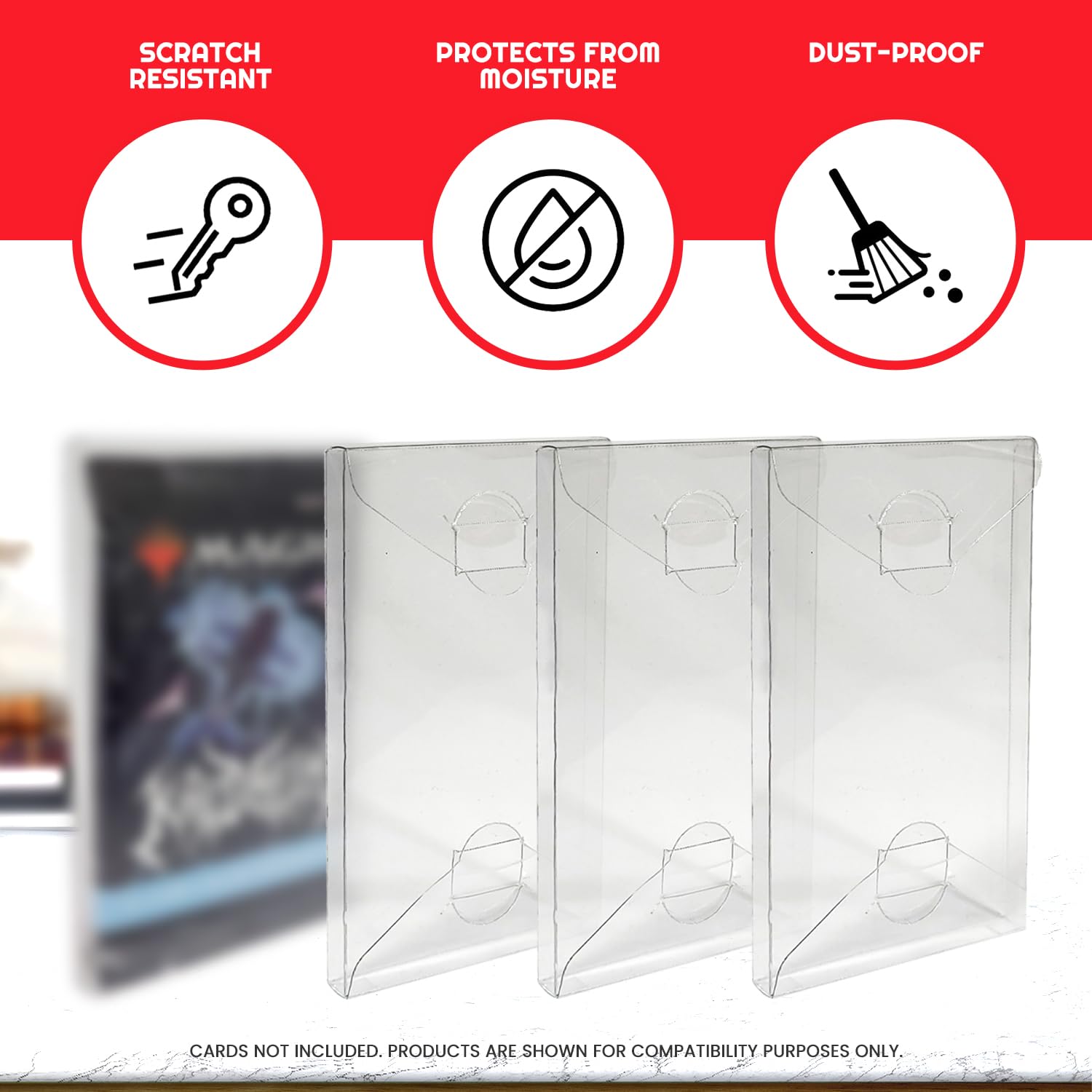 EVORETRO Booster Pack Protectors for Single Pokemon, MTG, Yu-Gi-Oh Cards - 0.35mm PET Clear Plastic, Pack of 10