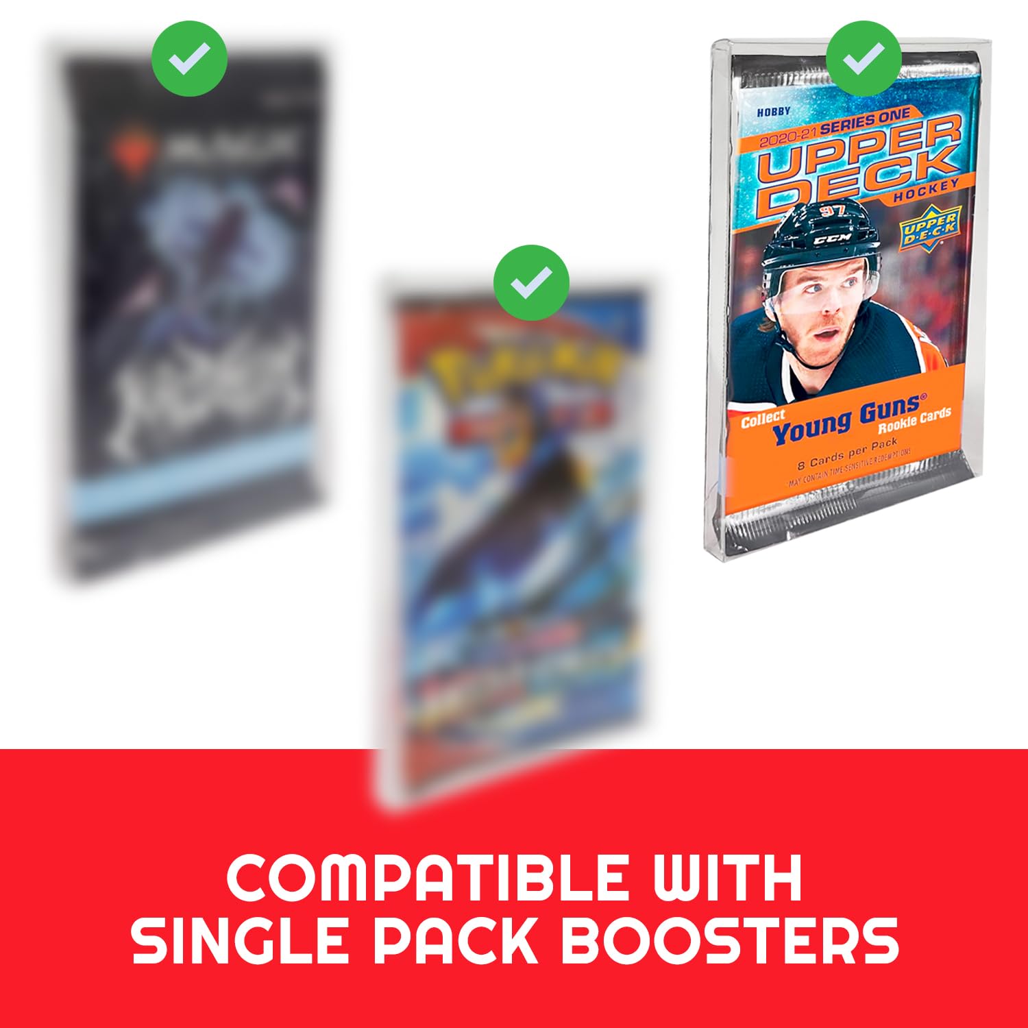 EVORETRO Booster Pack Protectors for Single Pokemon, MTG, Yu-Gi-Oh Cards - 0.35mm PET Clear Plastic, Pack of 10
