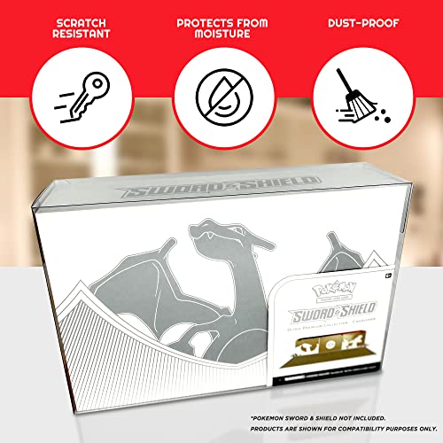 EVORETRO UPC Protector Case for Pokémon TCG Charizard UPC Box – Clear PET Plastic, 0.50mm Thick, Display Storage