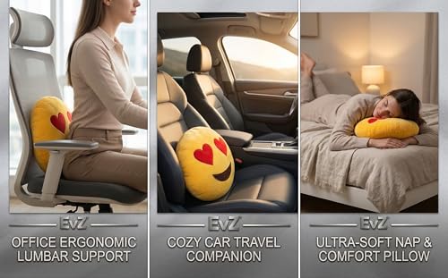 EvZ 32cm Exciting Emoji Pillow – Soft Plush Smiley Face Cushion with Winking Tongue, Decorative Throw Pillow for Kids, Teens, and Parties (Yellow)