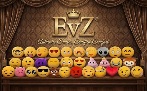 EvZ 32cm Exciting Emoji Pillow – Soft Plush Smiley Face Cushion with Winking Tongue, Decorative Throw Pillow for Kids, Teens, and Parties (Yellow)