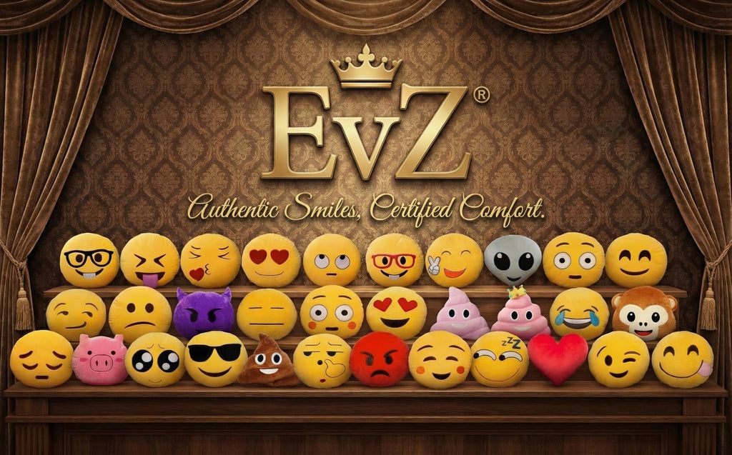 EvZ 32cm Heart Eyes Emoji Pillow – Soft Plush Smiley Face Cushion for Valentine’s Day & Home Decor