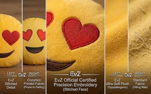 EvZ 32cm Heart Eyes Emoji Pillow – Soft Plush Smiley Face Cushion for Valentine’s Day & Home Decor