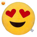 EvZ Heart Eyes Emoji Pillow - 32cm Soft Plush Cushion with Embroidery, Machine Washable, for Couch or Bed