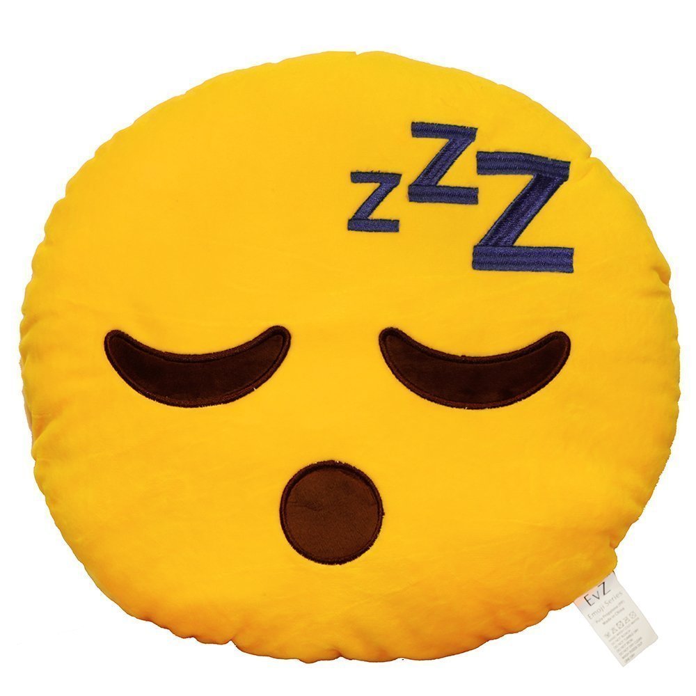 EvZ Large Soft ZZZ Face Emoji Pillow - 32cm Official Plush Cushion for Bed, Office Nap, and Stress Relief (Yellow)