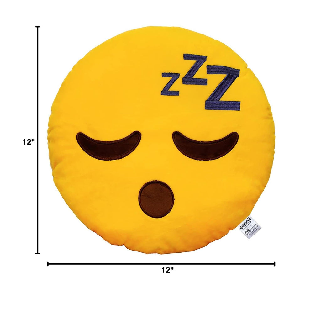 EvZ Large Soft ZZZ Face Emoji Pillow - 32cm Official Plush Cushion for Bed, Office Nap, and Stress Relief (Yellow)