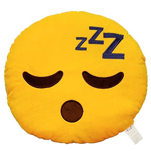 EvZ Large Soft ZZZ Face Emoji Pillow - 32cm Official Plush Cushion for Bed, Office Nap, and Stress Relief (Yellow)