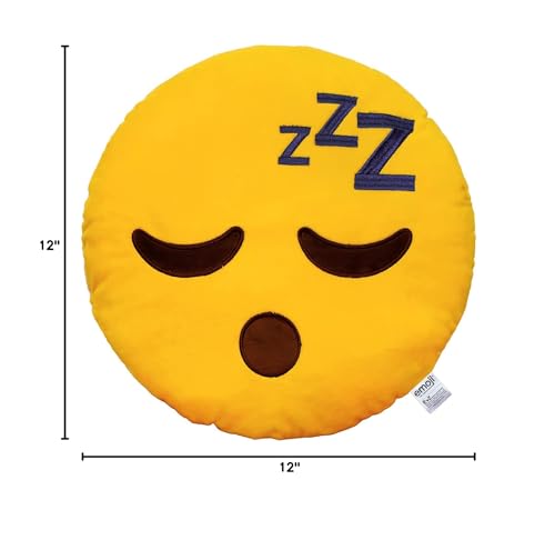EvZ Large Soft ZZZ Face Emoji Pillow - 32cm Official Plush Cushion for Bed, Office Nap, and Stress Relief (Yellow)