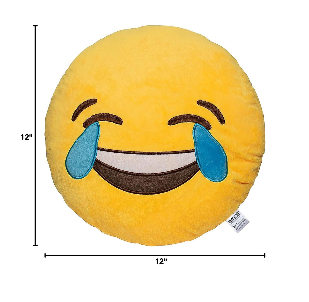 EvZ Official Laugh to Tear Emoji Pillow – 32cm Soft Plush Cushion for Joyful Decor