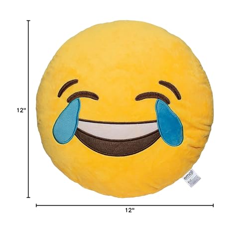 EvZ Official Laugh to Tear Emoji Pillow – 32cm Soft Plush Cushion for Joyful Decor