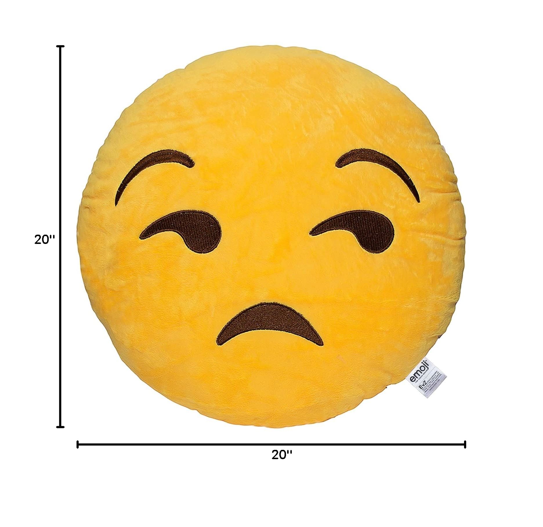 EvZ Unamused Plush Pillow, 32cm - Soft Emoticon Cushion for Sarcastic Office Decor & Gifts