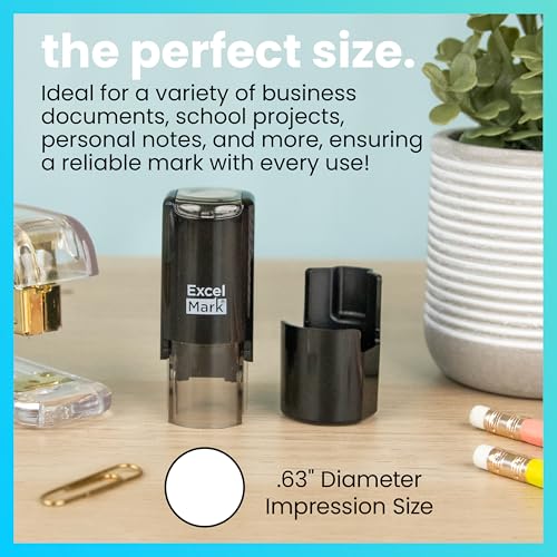 ExcelMark Dino-MITE! Teacher Stamp - Self-Inking Red Ink, 5/8" Round Impression