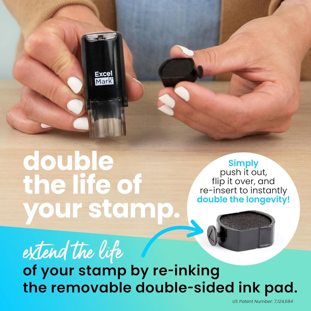 ExcelMark Dino-MITE! Teacher Stamp - Self-Inking Red Ink, 5/8" Round Impression