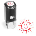 ExcelMark Happy Sun Self-Inking Teacher Stamp – Red Ink, 5/8 Inch Round