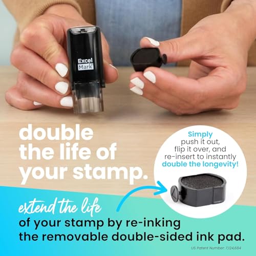 ExcelMark Round Self-Inking Teacher Stamp – Happy Star in Red, 5/8-Inch