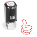 ExcelMark Round Teacher Stamp – Thumbs Up Outline Red Ink Self-Inking