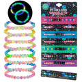 EXPRESSIONS 16pc Glow in the Dark Tear & Share Bracelets – Colorful Letter Beaded Friendship Jewelry for Kids & Teens