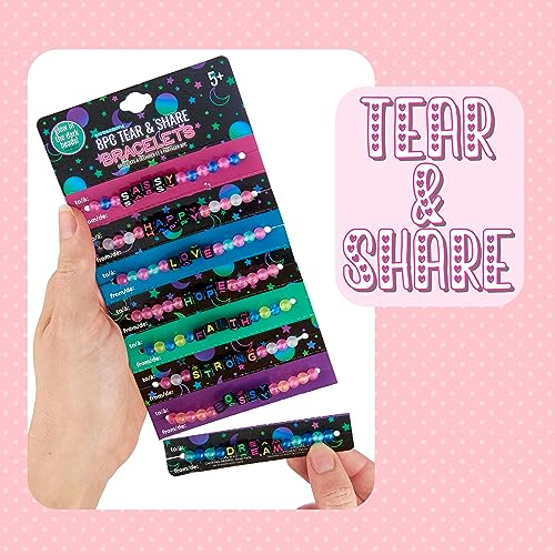 EXPRESSIONS 16pc Glow in the Dark Tear & Share Bracelets – Colorful Letter Beaded Friendship Jewelry for Kids & Teens