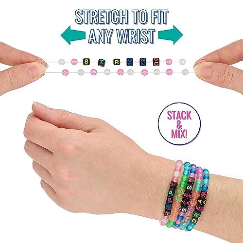EXPRESSIONS 16pc Glow in the Dark Tear & Share Bracelets – Colorful Letter Beaded Friendship Jewelry for Kids & Teens