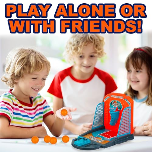 EXPRESSIONS Tabletop Basketball Game - Mini Desktop Hoop with 5 Balls for Office, Kids, and Travel Fun