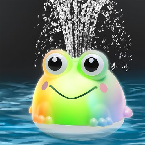 Exrroh Light Up Frog Bath Toy Sprinkler – Battery-Powered, Waterproof, for Toddlers 6-18 Months