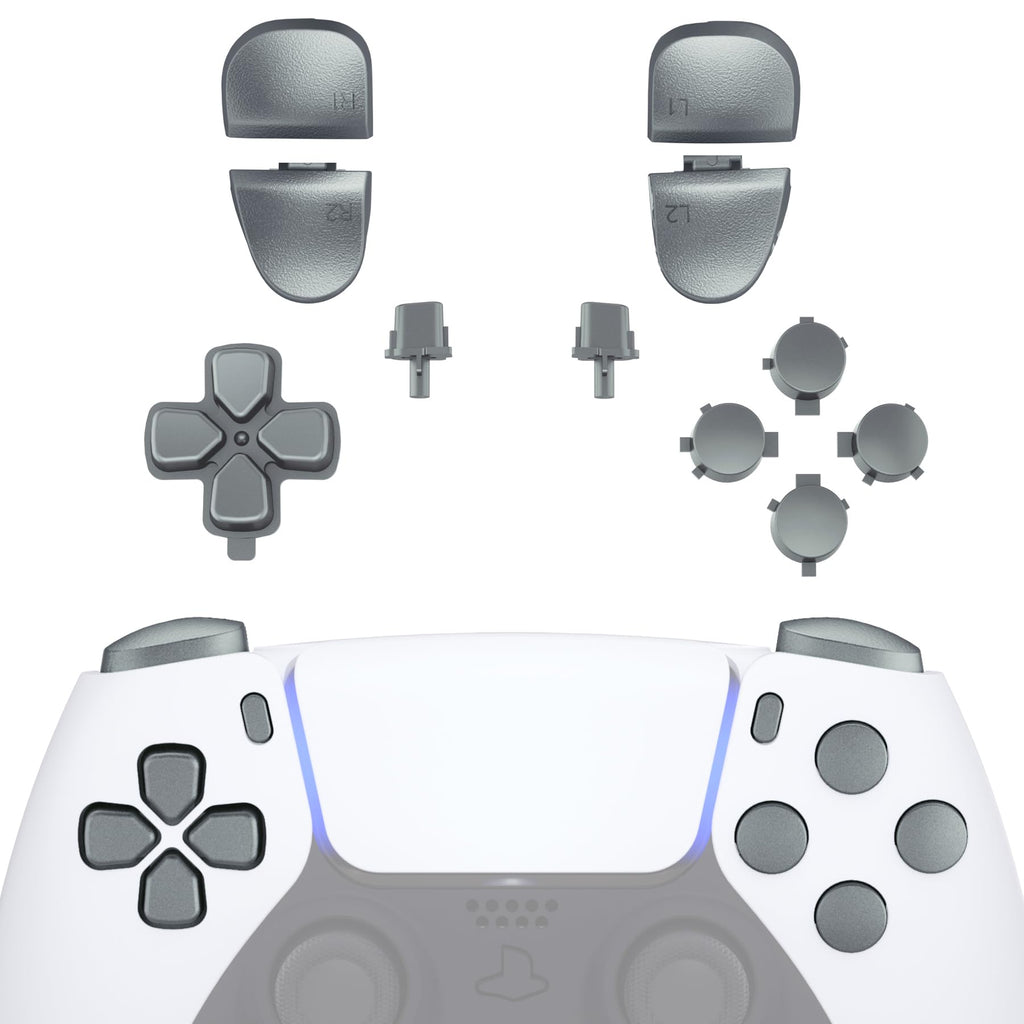 eXtremeRate PS5 Controller Button Replacement Set - Steel Gray, Compatible with BDM-030/040/050/060 (Tools Included)
