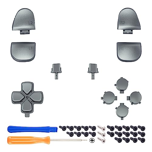 eXtremeRate PS5 Controller Button Replacement Set - Steel Gray, Compatible with BDM-030/040/050/060 (Tools Included)