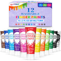 EXTRIC Washable Finger Paint for Toddlers – 12 Non-Toxic Colors, 2 fl oz Tubes, Ages 1-8
