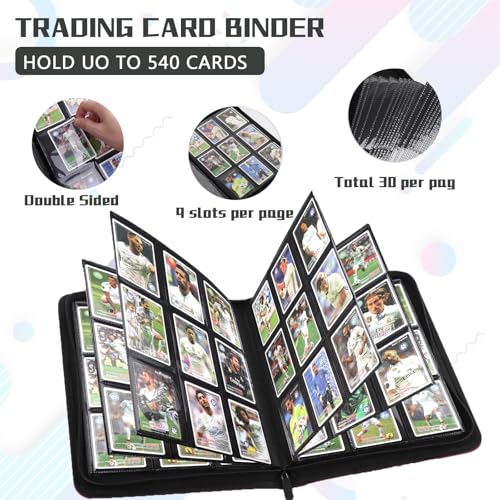 EYEGLEAM 540-Pocket Card Binder – Black PU Leather Album for MTG, TCG, Sports Cards