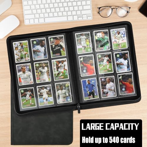 EYEGLEAM 540-Pocket Card Binder – Black PU Leather Album for MTG, TCG, Sports Cards
