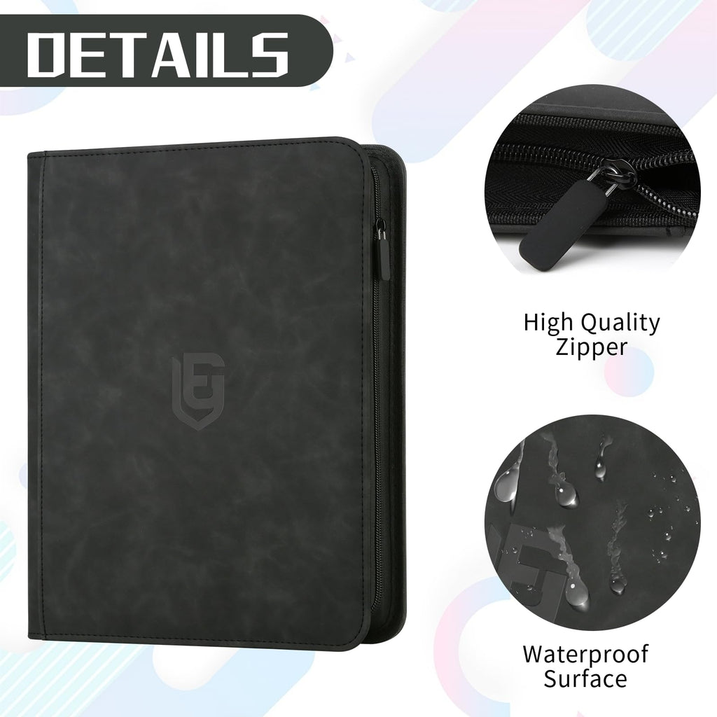 EYEGLEAM 540-Pocket Card Binder – Black PU Leather Album for MTG, TCG, Sports Cards