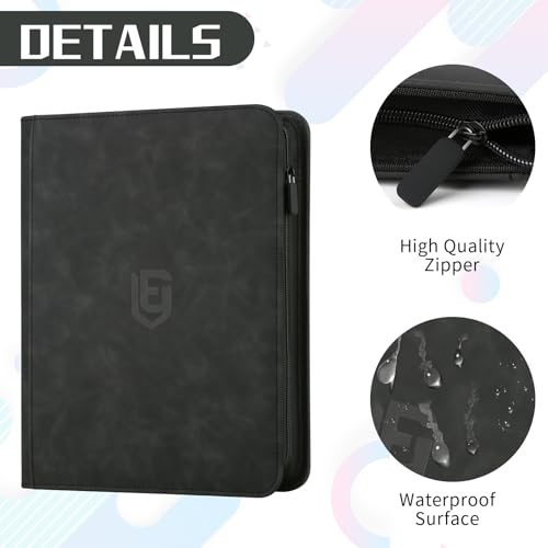 EYEGLEAM 540-Pocket Card Binder – Black PU Leather Album for MTG, TCG, Sports Cards